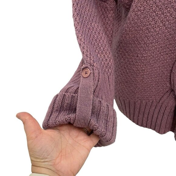 Talbots Wool Alpaca Blend Cable Knit Turtleneck Sweater Purple size Small - Picture 4 of 7